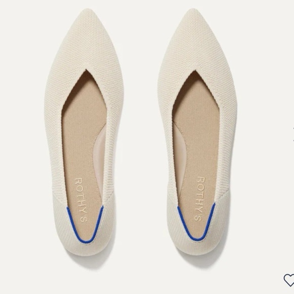 Rothy's Cream and Blue Flats Elegant Design